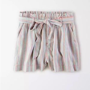 American Eagle Outfitters High Waisted Striped Paper-Bag Short